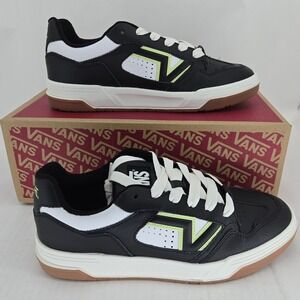 Vans Upland Black Lime White Leather Skate Shoes‎ Mens 9.5 Womens 11 VN000D6FGBK